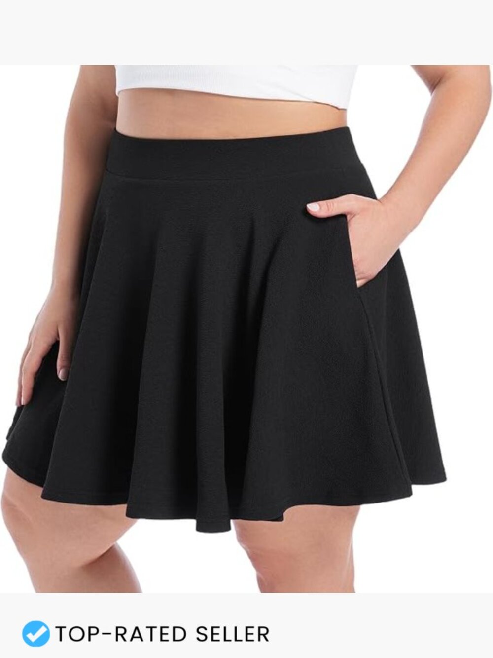 Plus Size Mini Skirt with Built-in Shorts Flared Skater Skort Stretchy